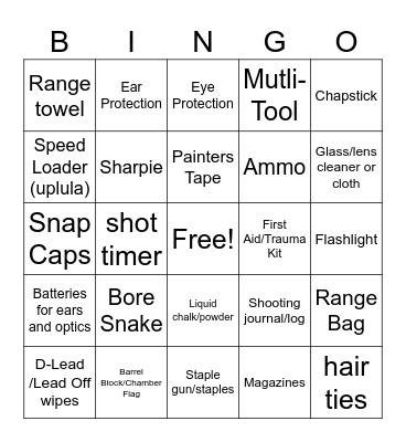 AWA Range Bag Bingo - Mid-Cities Chapter Bingo Card