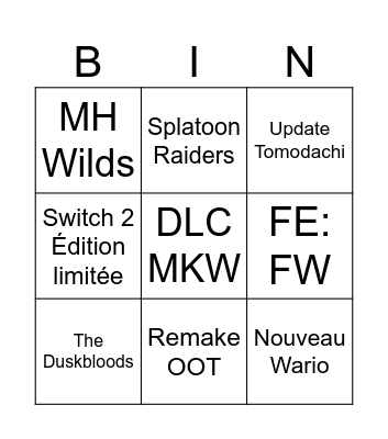 Nintendo Direct 09/06/2026 Bingo Card
