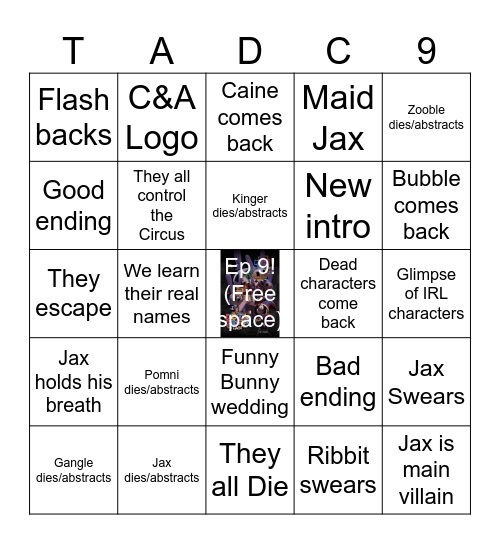 TADC EP 9 Bingo Card Bingo Card