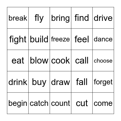 Verbs in the Present (p.65-66, English to Go) Bingo Card