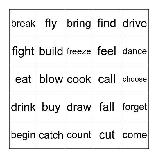 Verbs in the Present (p.65-66, English to Go) Bingo Card