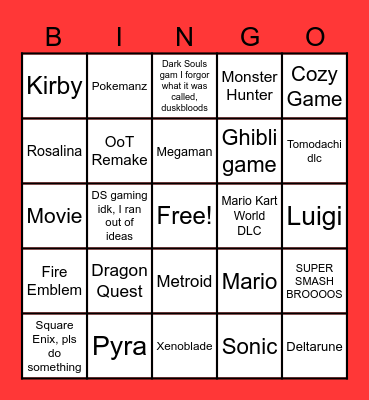NINTENDO DIRECT 69 Bingo Card