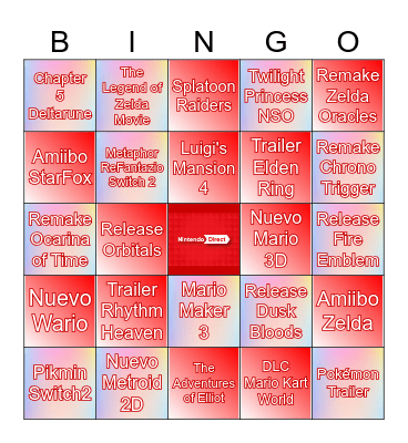 Nintendo Direct 2026 Bingo Card