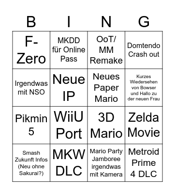 Nintendo Direct 09.06.2026 Bingo Card