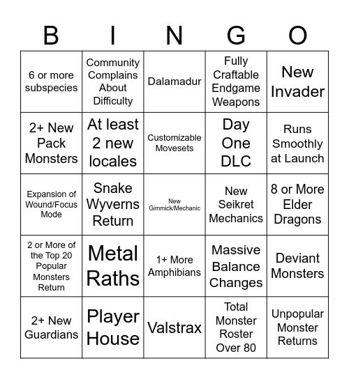 Wilds Expansion Bingo Card