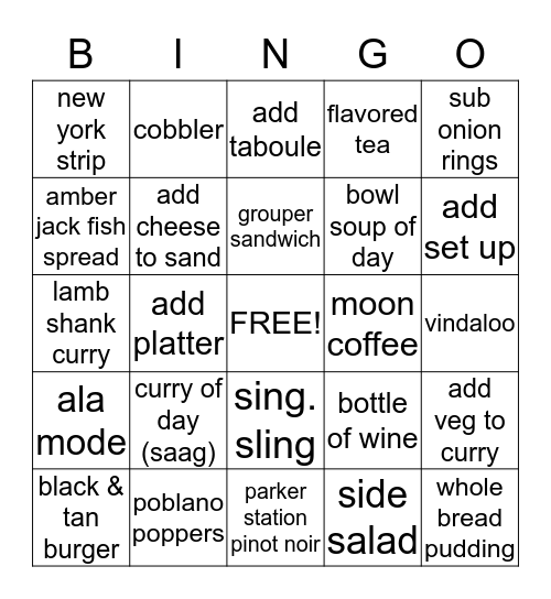 Moon Under Water Bingo Card