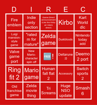 NINTENDO 2026 Bingo Card
