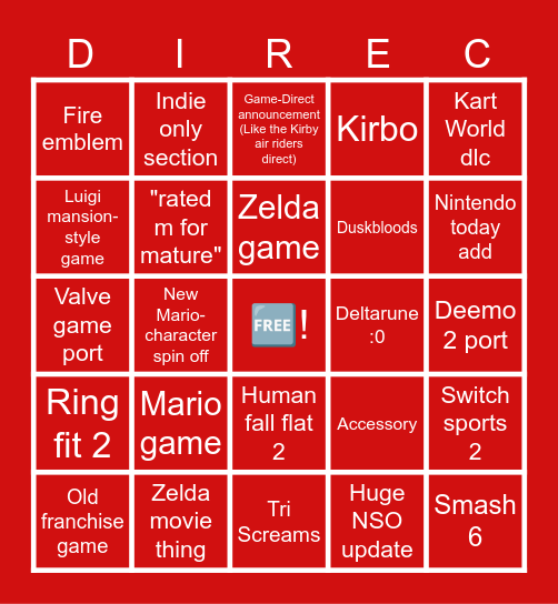 NINTENDO 2026 Bingo Card