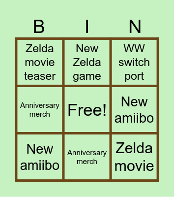 Zelda 40th Bingo Card