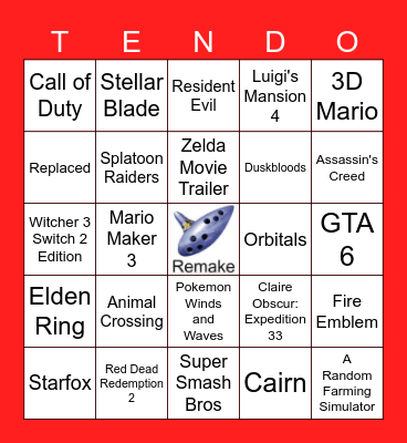 Nintendo Direct June 9th 2026 - Hard Mode Bingo Card