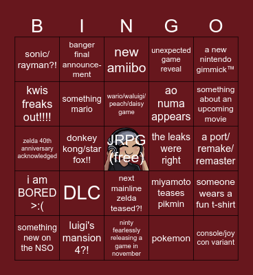 ninty direct bingo for two copium addicts!!! Bingo Card