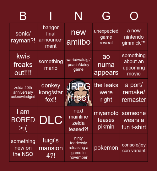 ninty direct bingo for two copium addicts!!! Bingo Card