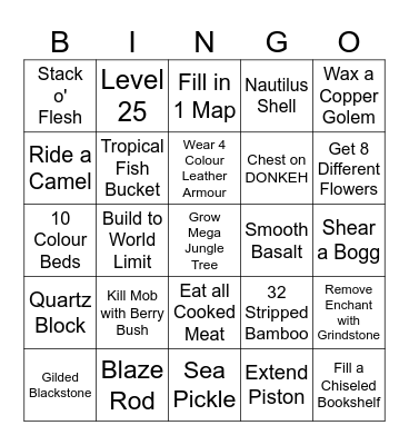MINECRAFT BINGO 6.0 Bingo Card