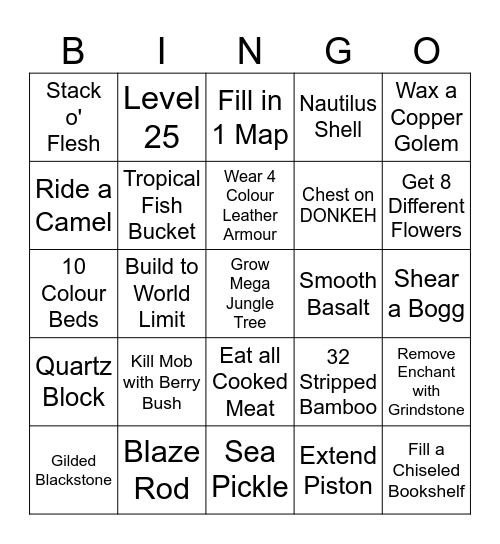 MINECRAFT BINGO 6.0 Bingo Card