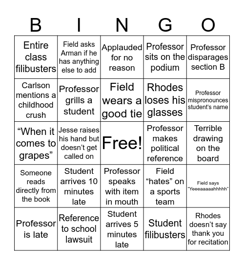 STCL Bingo Card