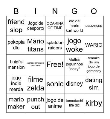 nintendo direct 09.06.26 Bingo Card