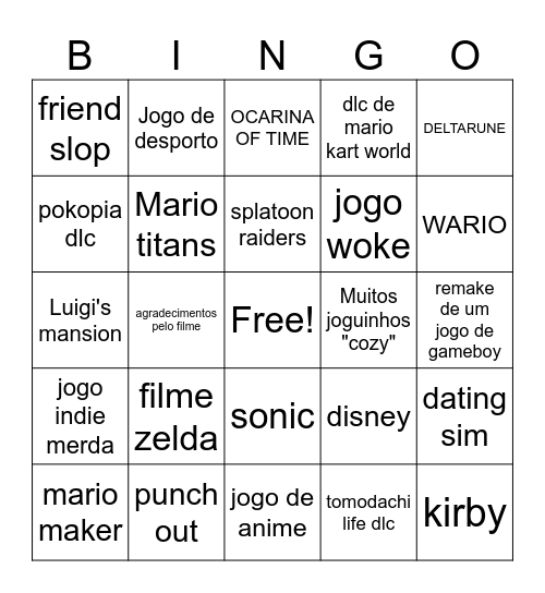 nintendo direct 09.06.26 Bingo Card