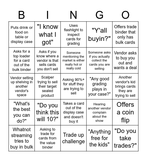 Vendor Bingo Card