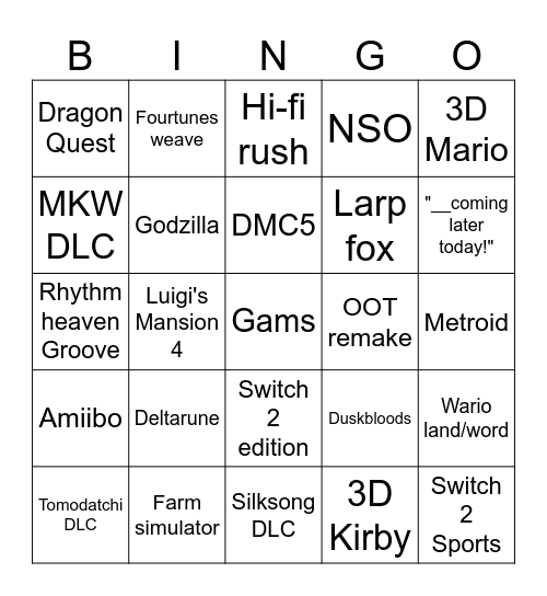Untitled Bingo Card