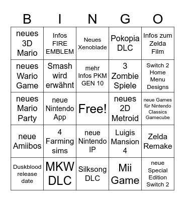 Snormanda's Bingo Card