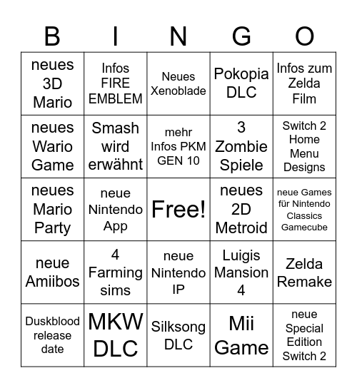 Snormanda's Bingo Card