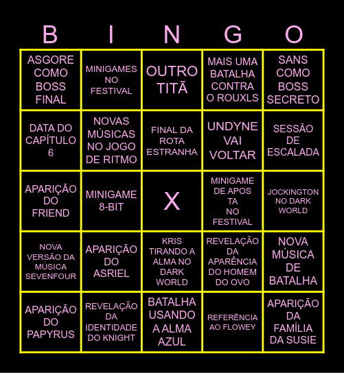 DELTARUNE CAPÍTULO 5 Bingo Card