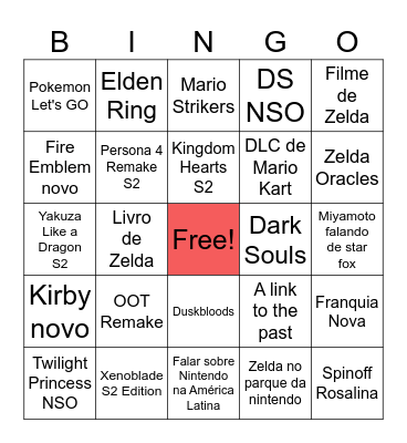 nitendo direct 09/06 Bingo Card