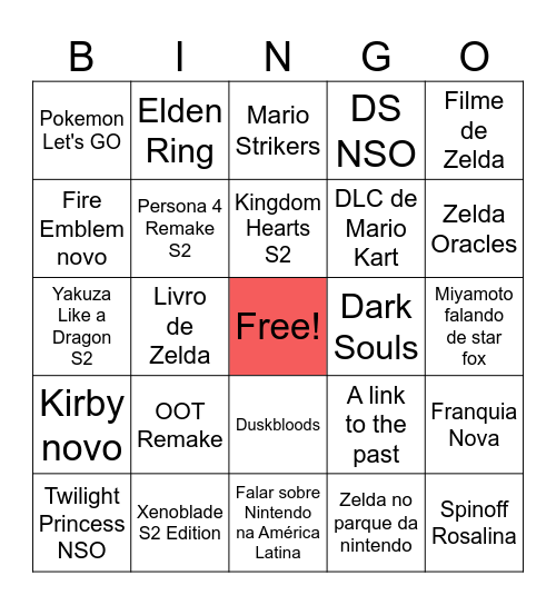 nitendo direct 09/06 Bingo Card