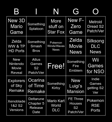 6/9 Nintendo Direct Bingo Card