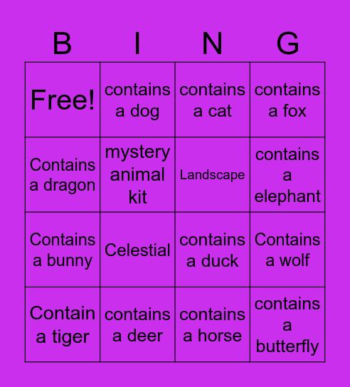 Diamond art bingo Card