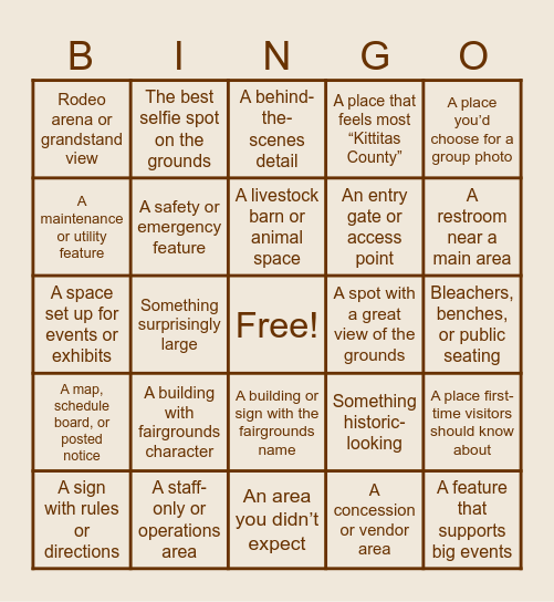 Fairgrounds Bingo Card