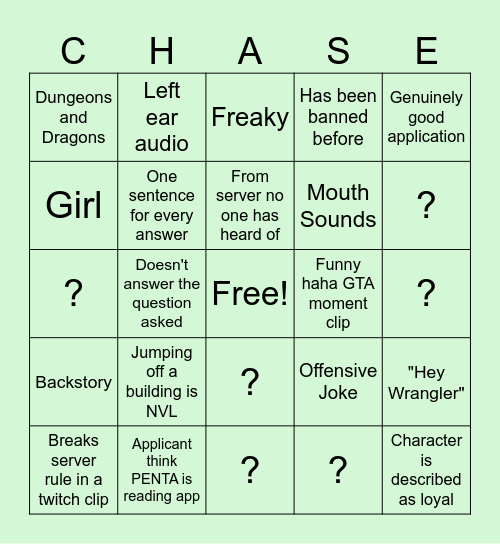 App Review Bingo Card