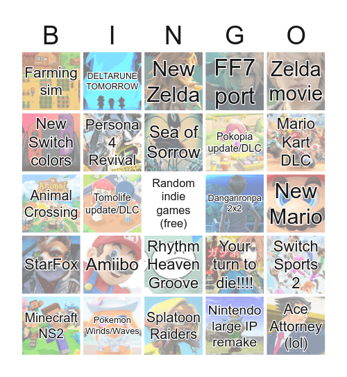 Nintendo direct 6/9 Bingo Card