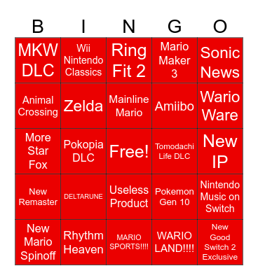 JUNE NINTENDO DIRECT BINGO Card