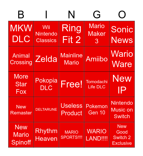 JUNE NINTENDO DIRECT BINGO Card