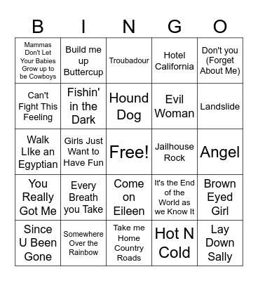 50 YEARS OF MUSIC Bingo Card