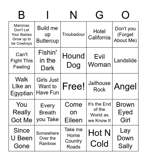 50 YEARS OF MUSIC Bingo Card
