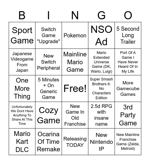 Direct June 26 Bingo Card