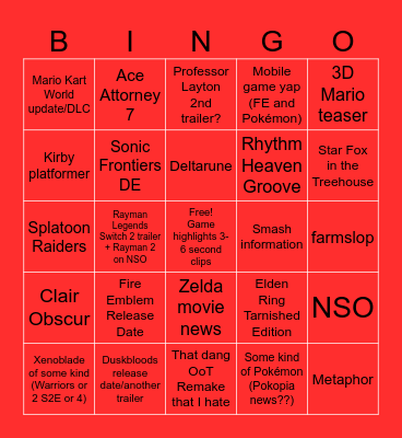 Nintendo Direct June 9 2026 + Treehouse Bingo Card
