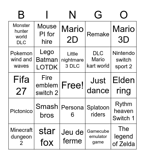 Raph nintendo direct 9 juin bingo Card