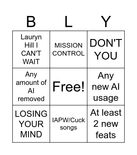 Bully Deluxe Bingo Card