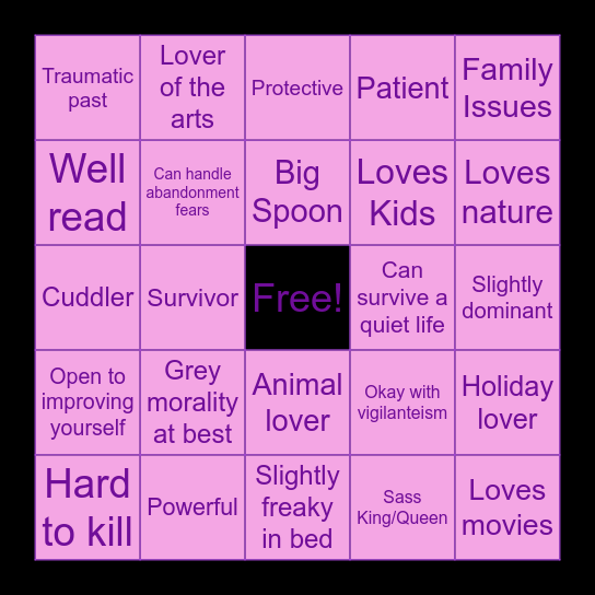 Are you Mina's Type? Bingo Card