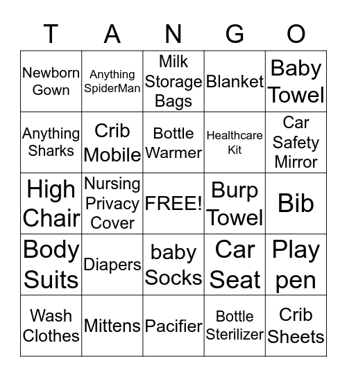 Baby Turpin Bingo Card