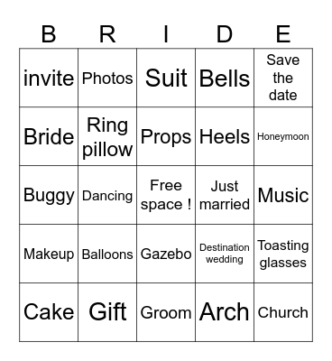 Miranda’s Bridal Shower Bingo Card