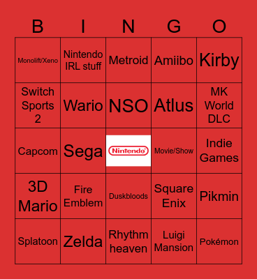Nintendo Direct Bingo Card