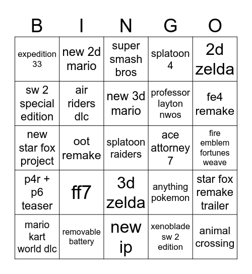 jun 9 direct Bingo Card