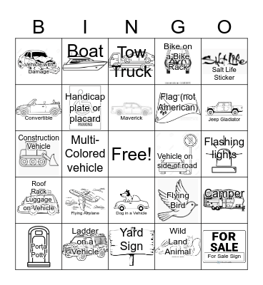 Car Bingo Card