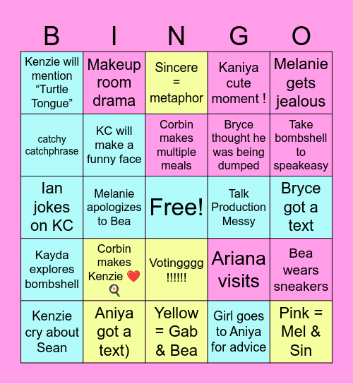❤️🏝️ Love Island Ep 6 🏝️❤️ Bingo Card
