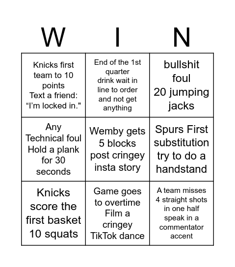 knicks v spurs game 3 (1) Bingo Card