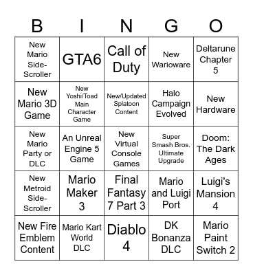Nintendo Direct June 2026 Bingo Card